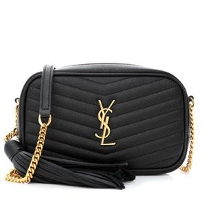 YSL Grain De Poudre Matelasse Monogram Mini Lou Camera Bag Black